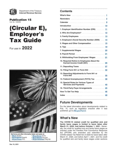 Publication 15 (2022), (Circular E), Employer's Tax Guide