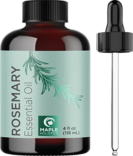 Pure Rosemary Essential Oil with Dropper - Undiluted Rosemary Oil for Hair Skin and Nails and Refreshing Aromatherapy Oil for Diffusers - Cleansing Rosemary Essential Oil for Dry Scalp Care 4oz