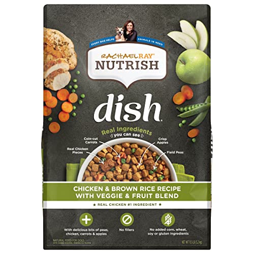 Rachael Ray Nutrish Dish Premium Dry Dog Food, Chicken & Brown Rice Recipe with Veggies & Fruit, 11.5 Pounds