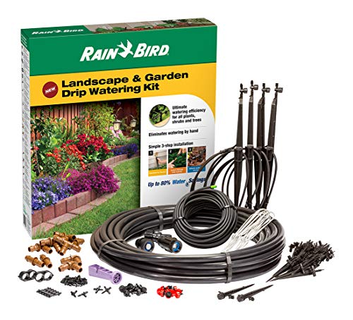 Rain Bird LNDDRIPKIT Drip Irrigation Landscape & Garden Watering Kit with Drippers, Micro-Bubblers and Micro-Sprays, Black/Tan