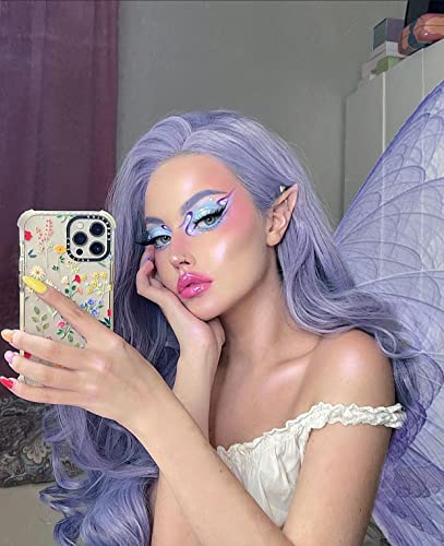 RainaHair Lilac Lavender Wig Body Wave Purple Lace Front Wig Women Synthetic Lace Front Wigs Heat Resistant Holidays Glueless Hair Natural Hairline for Girls Drag Queen Pastel Wig 24inches……