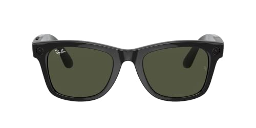 Ray-Ban unisex adult Stories | Wayfarer Smart Glasses, Shiny Black/Green, 53 mm US