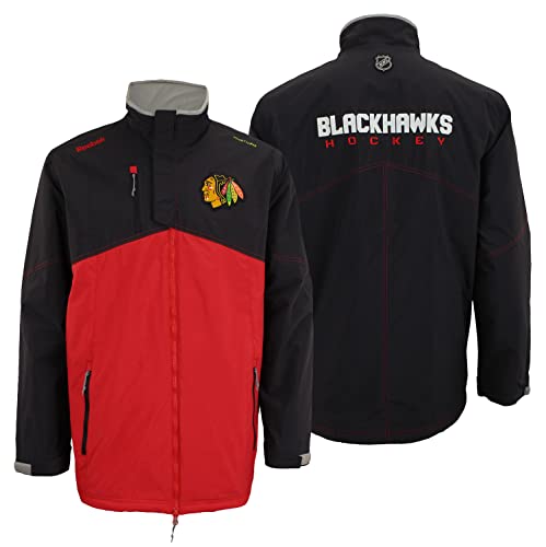 Reebok Chicago Blackhawks NHL Mens Center Ice Kinetic Fit Full Zip Center Ice Full Zip Premium Midweight Jacket, Black (Small)