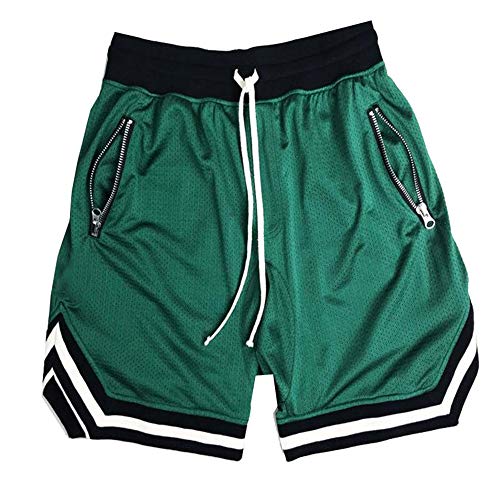 Rela Bota Men's Workout Training Shorts Active Running Athletic Sweatpants Joggers with Zipper Pocket Green 3XL