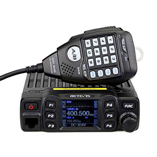 Retevis RT95 Mobile Radio, Dual Band Mobile Transceiver, 200 Channels 180 Degree Rotatable LCD Display, 2m 70cm Mini Mobile Two Way Radio for RV 4x4 Offroad (1 Pack)