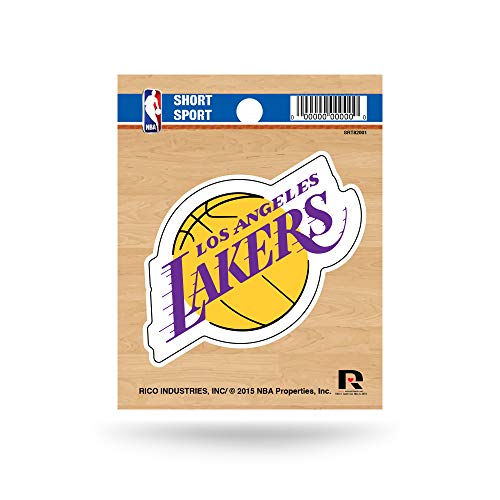 Rico Industries NBA Basketball Los Angeles Lakers Short Sport Decal 3.75' x 4.75' Die Cut Team Logo Short Sport Decal