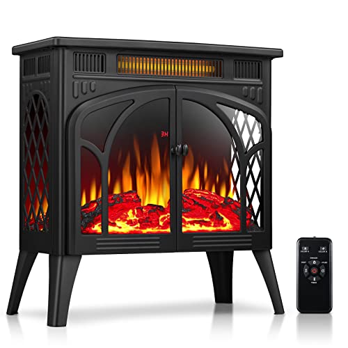 Rintuf Electric Fireplace Heater, 1500W Infrared Fireplace Stove with 3D Flame Effect, 5100BTU Electric Fireplace with Remote Control, Ideal for Indoor Outdoor Home Use