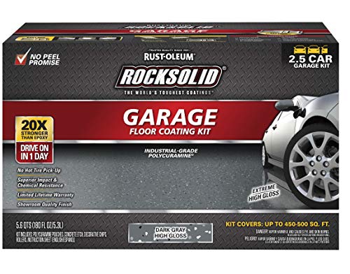 Rust-Oleum 317284 Rocksolid Polycuramine Garage Floor Coating, 2.5 Car Kit, Dark Gray