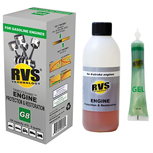 RVS Technology G8 Engine Treatment. for Gasoline Engines with an Oil Capacity up to 9 quarts. Restore and Protect Your Engine, Save Fuel, Increase Power. Safe for All Engines.