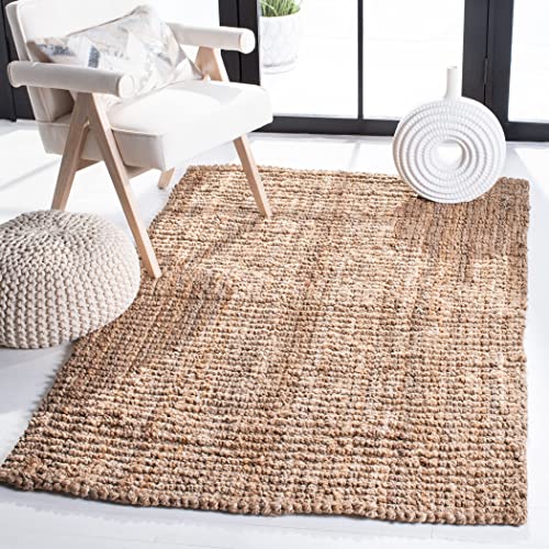SAFAVIEH Natural Fiber Collection 4' x 6' Natural NF447A Handmade Chunky Textured Premium Jute 0.75-inch Thick Area Rug