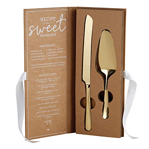 Santa Barbara Design Studio Stainless Steel Wedding Cake Server Set Cardboard Book Gift Set, 2-Pieces, Let Them Eat Cake Set