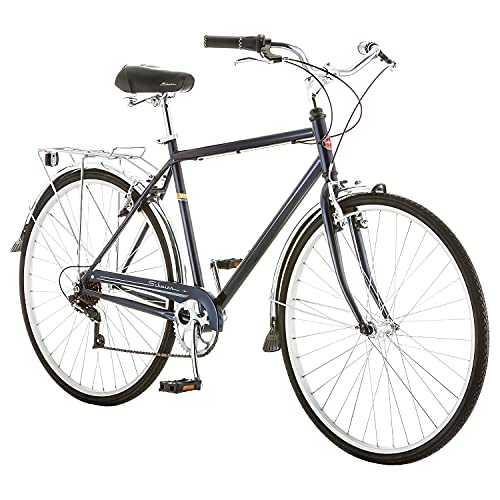 Schwinn Wayfarer Adult Bike Hybrid Retro-Styled Cruiser, 18-Inch/Medium Steel Step-Over Frame, 7-Speed Drivetrain, Rear Rack, 700C Wheels, Blue