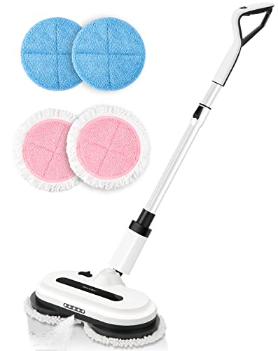 Secura Electric Mop, Cordless Electric Spin Mop with Water Spray and LED Headlight, Up to 60 Mins Powerful Floor Scrubber, Floor Cleaner for Hardwood, Tile & Laminate Floors