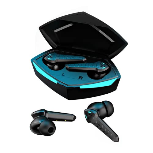 SGNICS Bluetooth 5.2 Wireless Earbuds Gaming Headphones for OnePlus Nord N10 5G, Low Latency with Cool Lights, True Wireless Gaming Headset Music/Gaming Mode - Black