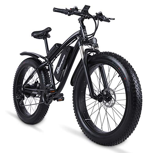 Shengmilo-MX02S 26 * 4.0inch Fat tire Electric Bicycle, 1000W Motor, Shimano derailleur, Snow Mountain Bike, 48V*17ah Removable Lithium Battery, Dual Hydraulic Disc Brake, Smart LCD Display