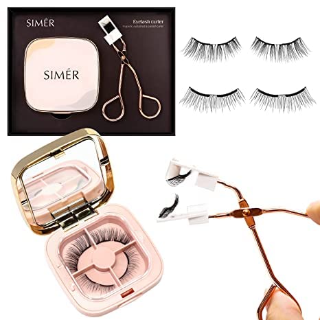 SIMER Dual Magnetic Eyelashes Soft 6-13mm Fluffy False Lashes Mink Natural Look 3D Lash Extension Cat Eye Lashes Self Adhesive Eyelashes（Classy Queen Style）
