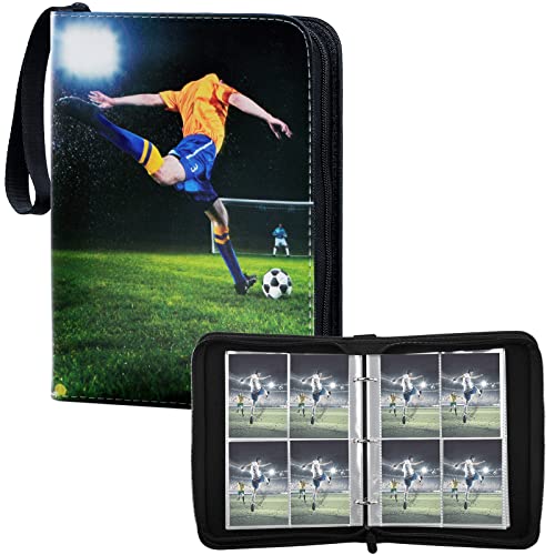 Soccer Card Binder Sports Card Holder Sports Card Storage Case for Collectors Waterproof Surface and Strap for Game Sports Trading Card Photo Cards (*More can store 400 cards)