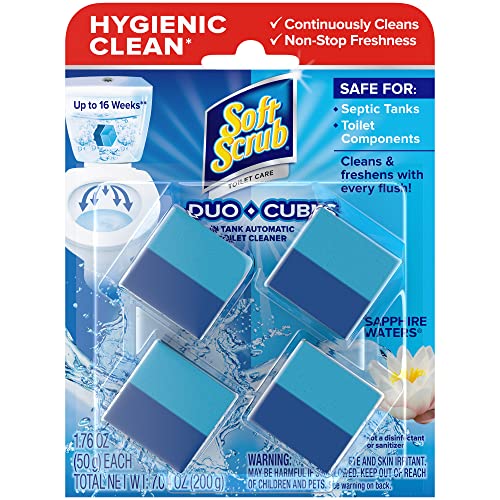 Soft Scrub In-Tank Toilet Cleaner Duo-Cubes, Sapphire Waters, 4 Count