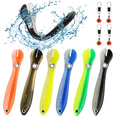 SONGTIY Soft Bionic Fishing Lure, 6PCS Realistic Swimming Loach Bait Lures, Saltwater & Freshwater Fishing Bait, Suitable for Fishing Lovers Outdoor