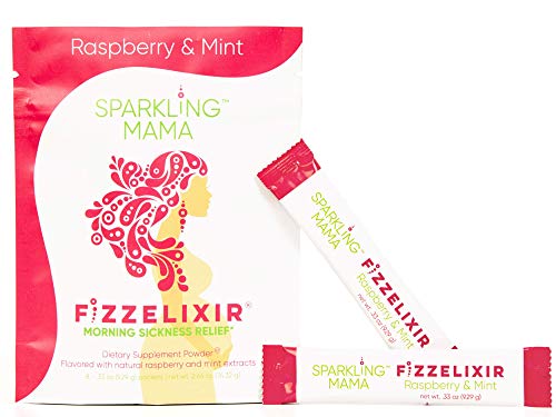 Sparkling Mama Fizzelixir | USA Made. Effervescent Drink Mix Settles The Stomach Ideal for Pregnancy Especially 1st Trimester (Vitamin B6, Magnesium & Folic Acid), (Raspberry Mint (18 Sticks))