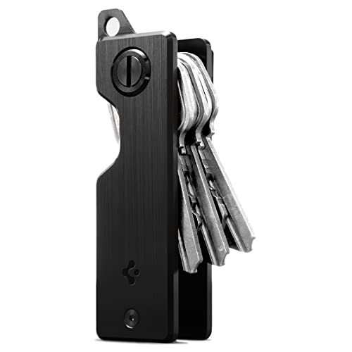 Spigen Metal Fit Key Chain Key Holder Metallic Key Organizer Minimalist Compact Keyholder with Key Ring - Black
