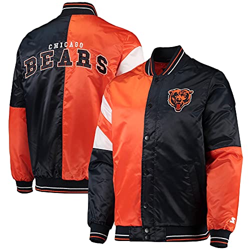 Starter Men's Navy/Orange Chicago Bears Leader Varsity Satin Full-Snap Jacket