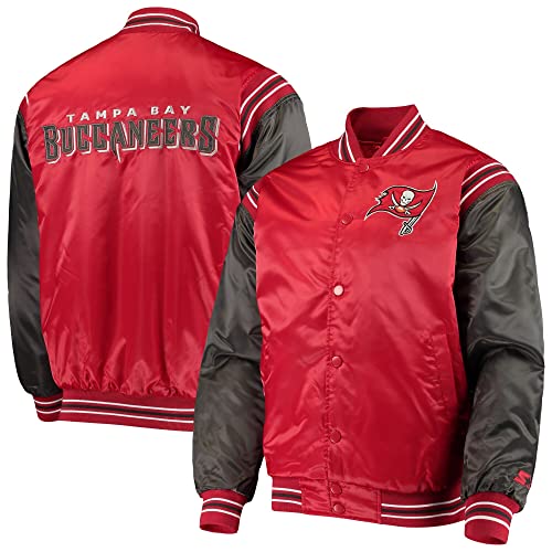 Starter Men's Red/Pewter Tampa Bay Buccaneers Enforcer Satin Varsity Full-Snap Jacket