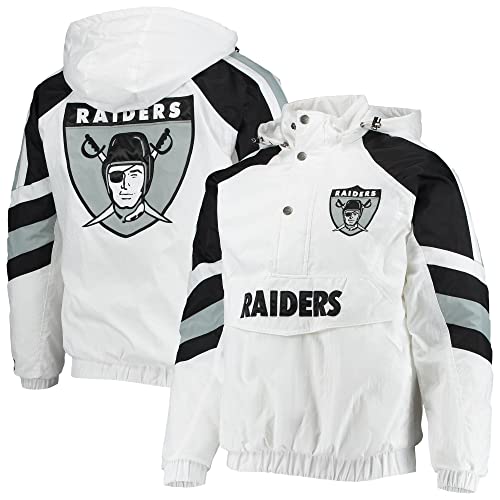 Starter Men's White/Black Las Vegas Raiders Thursday Night Lights Half-Snap Raglan Hoodie Jacket