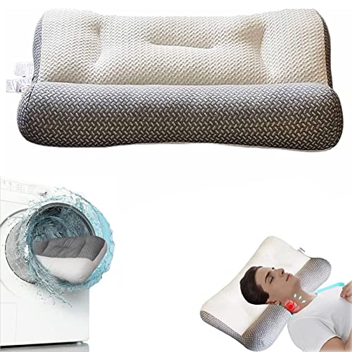 Super Ergonomic Pillow, Homezo Ergonomic Pillow, Adjustable Ergonomic Contour Orthopedic Bed Pillow (Cylindrical Gray, 18.9/29inch)