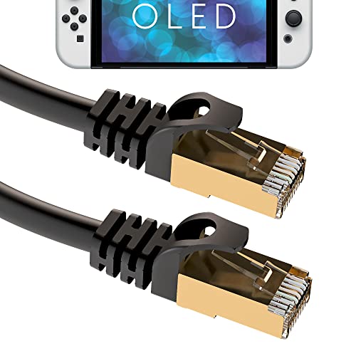 TALK WORKS Network Cable Compatible w/Nintendo Switch OLED - 10 ft/3 m Long, Cat7 RJ45 Ethernet Cable - Fast Transmission for Stable Internet Connection & Gaming - Durable Cable for Multiplayer Games