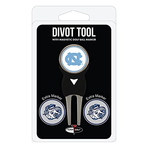 Team Golf NCAA North Carolina Tar Heels Divot Tool with 3 Golf Ball Markers Pack, Markers are Removable Magnetic Double-Sided Enamel