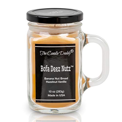 The Candle Daddy- Bofa Deez Nutz Candle - Banana Nut Bread, Hazelnut Scented Double Layer Candle - 10 oz Mason Jar Candle - Funny Gag Joke Candle Poured in Small Batches in USA