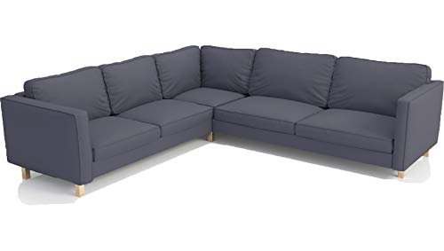 The Dense Durable Cotton Karlstad Corner Sofa Cover ( 2+3 / 3+2 ) Replacement, is Custom Made for IKEA Karlstad Sectional Slipcover Replacement (Pure Dark Gray)