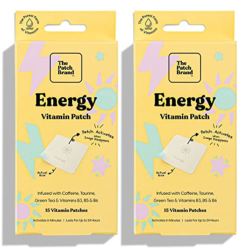 The Patch Brand Energy Patches | Supports Energy with Caffeine and B5 and B3 | All Natural Vitamins & Mineral Patch Plant Based and Cruelty Free Water Resistent Patches That Last All Day