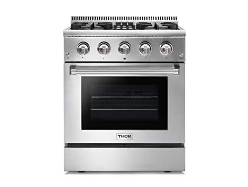 Thorkitchen HRD3088U 30" Freestanding Professional Style Dual Fuel Range with 4.2 cu. ft. Oven, 4 Burners, Convection Fan, Stainless Steel