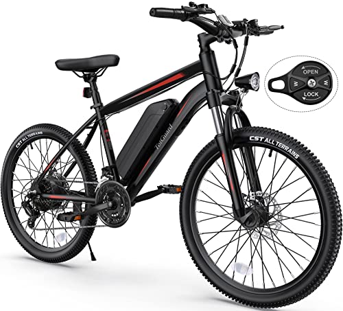 TotGuard Electric Bike, Electric Bike for Adults 26'' Ebike with 350W Motor, 19.8MPH Electric Mountain Bike with Lockable Suspension Fork, Electric Bicycle 36V/10.4Ah Battery, 21 Speed Gears