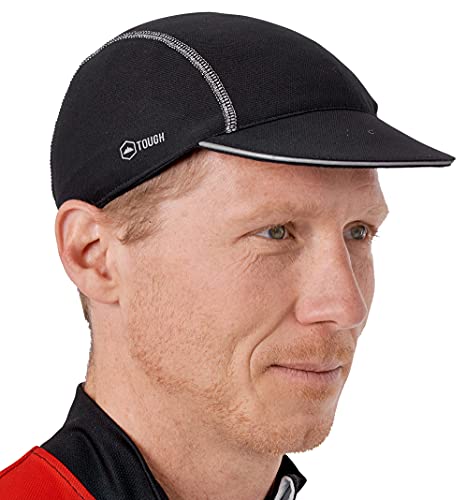 Tough Headwear Cycling Cap - Cycling Hat - Helmet Liner - Helmet Brim - Bike Cap - Bike Hat - Brim for Bike Helmet - Bike Hat Under Helmet Men & Women Black