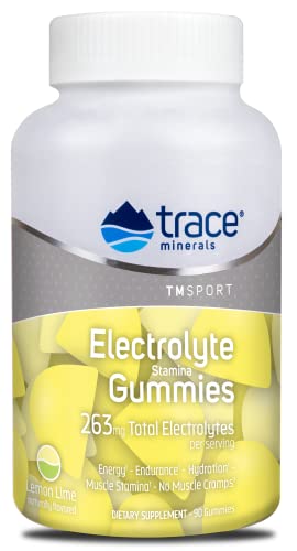 Trace Minerals | Electrolyte Stamina Gummies | Boost Energy, Endurance, Muscle Stamina and Support Hydration | Vegan | Lemon Lime | 90 Count (30 Servings)