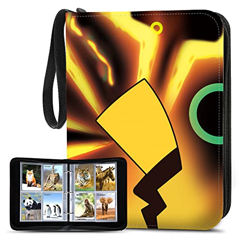 Trading Card Binder 4 Pocket 400 Cards, Game Cards Binder with 50 Removable Sleeves, 3-Ring Card Collector Album Holder for Most Standard Size Cards, Trading Card Book