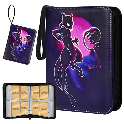 Trading Card Binder for Game Cards Binder 4-Pocket, Vrtetin 400 Pockets Trading Card Games Collection Binder with Sleeves,Amazing Gift for Boy and Girl (Purple)