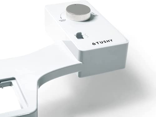 TUSHY Basic 2.0 Bidet Toilet Seat Attachment | Modern Sleek Design. Fresh Clean Water Sprayer. (Non-Electric Self Cleaning Adjustable Nozzle), White/Silver Knob