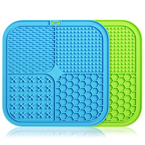 Udofine Licking mat for Dogs,2Pack Slow Feeder Dog Bowls,Boredom&Anxiety Reducer,Dog Puzzle Enrichment Toys,Dog Food Mat Pad with Suction Cup,for Bathing,Grooming,and Nail Trimming,BPA-Free,Non-Toxic