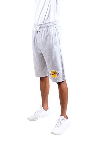Ultra Game NBA Los Angeles Lakers Mens French Terry Shorts, Heather Gray, Medium