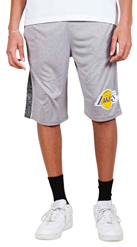 Ultra Game NBA Los Angeles Lakers Men's Mesh Athletic Active Basketball Shorts, Heather Gray, X-Large