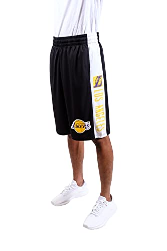Ultra Game NBA Los Angeles Lakers Mens Mesh Basketball Shorts, Black, Small