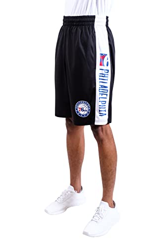 Ultra Game NBA Philadelphia 76ers Mens Mesh Basketball Shorts, Black, Large