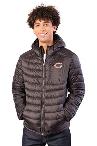 Ultra Game NFL Chicago Bears Mens Full Zip Puffer Jacket, Black, Small