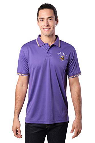 Ultra Game NFL Minnesota Vikings Mens Moisture Wicking Tech Polo Shirt, Team Color, Small