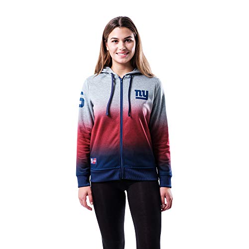 Ultra Game NFL New York Giants Womenss Full Zip Hoodie Sweatshirt Hombre Jacket, Heather Gray, Small