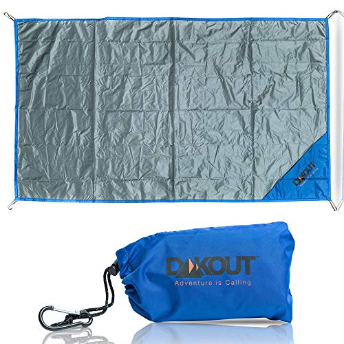 Ultralight Backpacking Tarp Ground Cloth 27.5 x 48 Inches Waterproof Mini Pocket Blanket Compact Packable Groundsheet Hiking Gear for Two Pouch and Carabiner